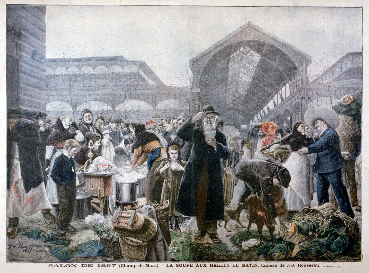 Suppenstand auf dem Les Halles Markt am Morgen, 1897 von Unbekannt