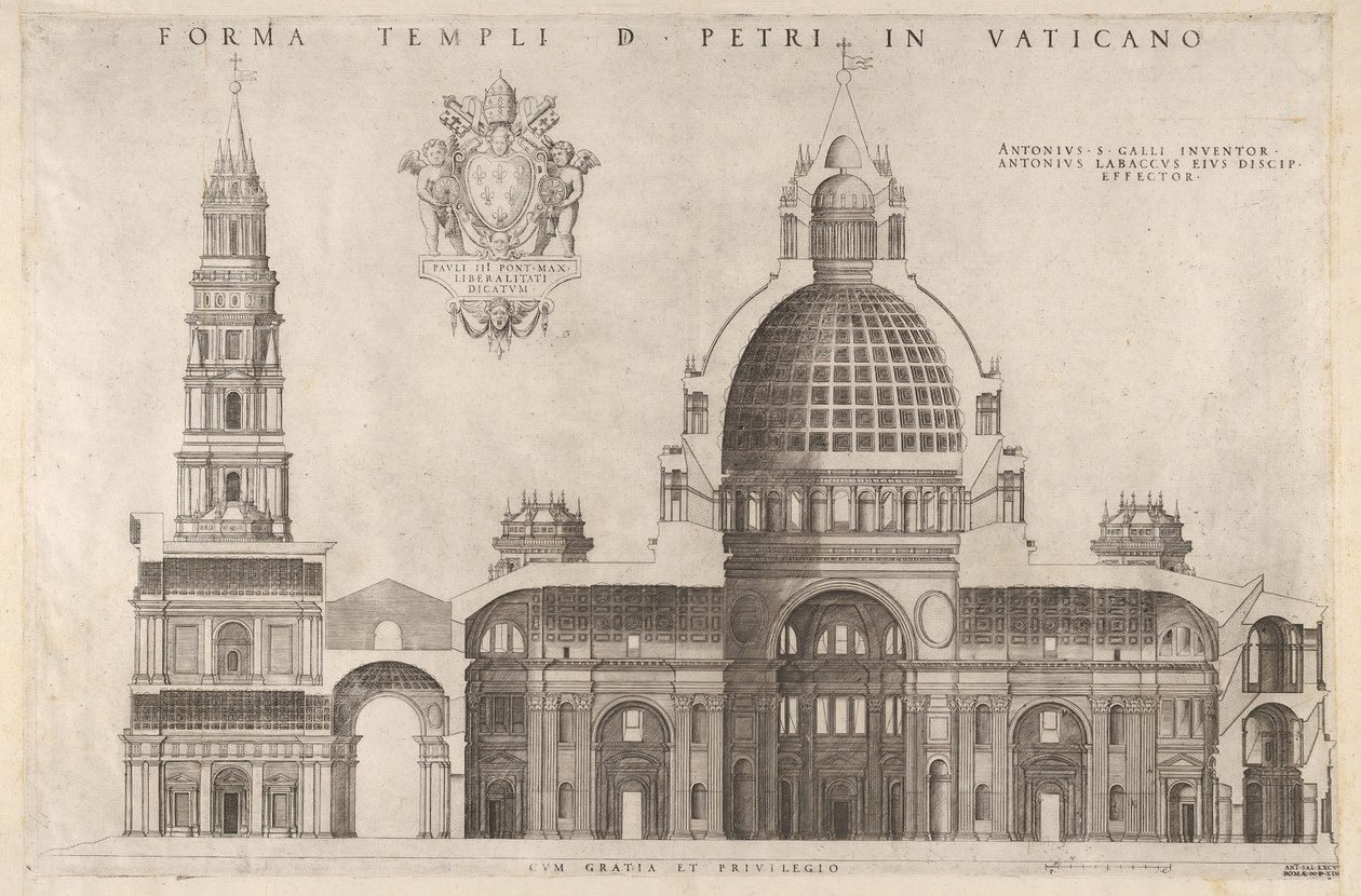 Speculum Romanae Magnificentiae: Entwurf für die Basilika St. Peter im Vatikan, 1514 von Unbekannt
