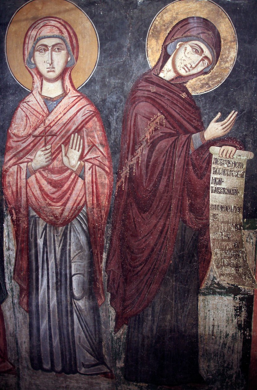 Heilige Marina und die Jungfrau Maria Timios Stavros tou Agiasmati Kirche, Heiliges Kreuz von Agiasmati 15. Jahrhundert Zypern Bemalte Kirchen UNESCO-Stätte Troodos, Zypern von Unbekannt