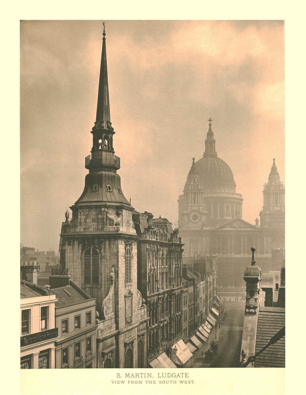 St. Martin, Ludgate, Blick von Südwesten, Mitte bis Ende 19. Jahrhundert von Unbekannt