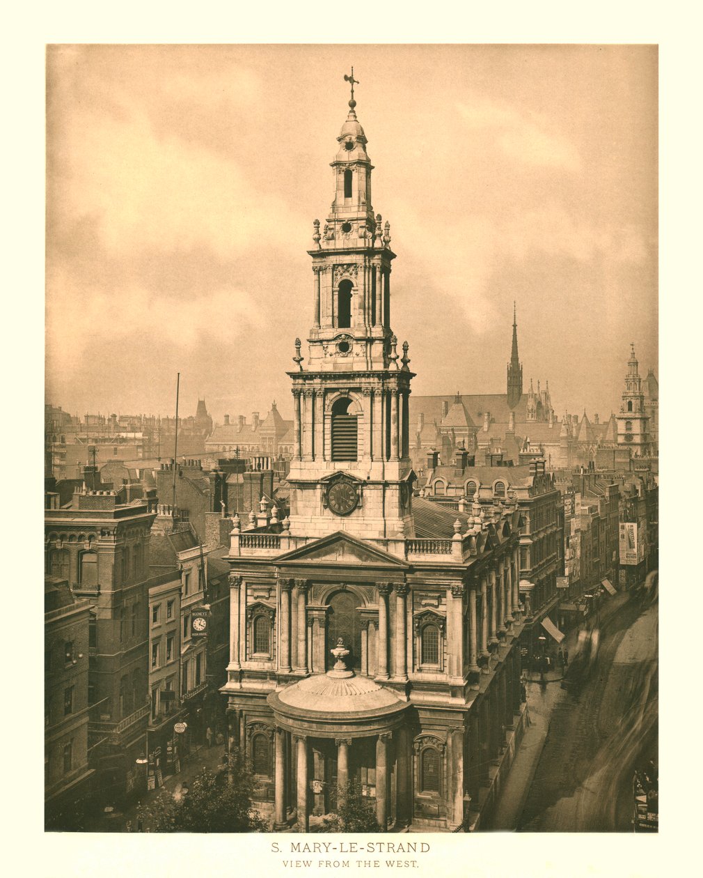 St Mary-le-Strand, Blick von Westen, Mitte bis Ende 19. Jahrhundert von Unbekannt