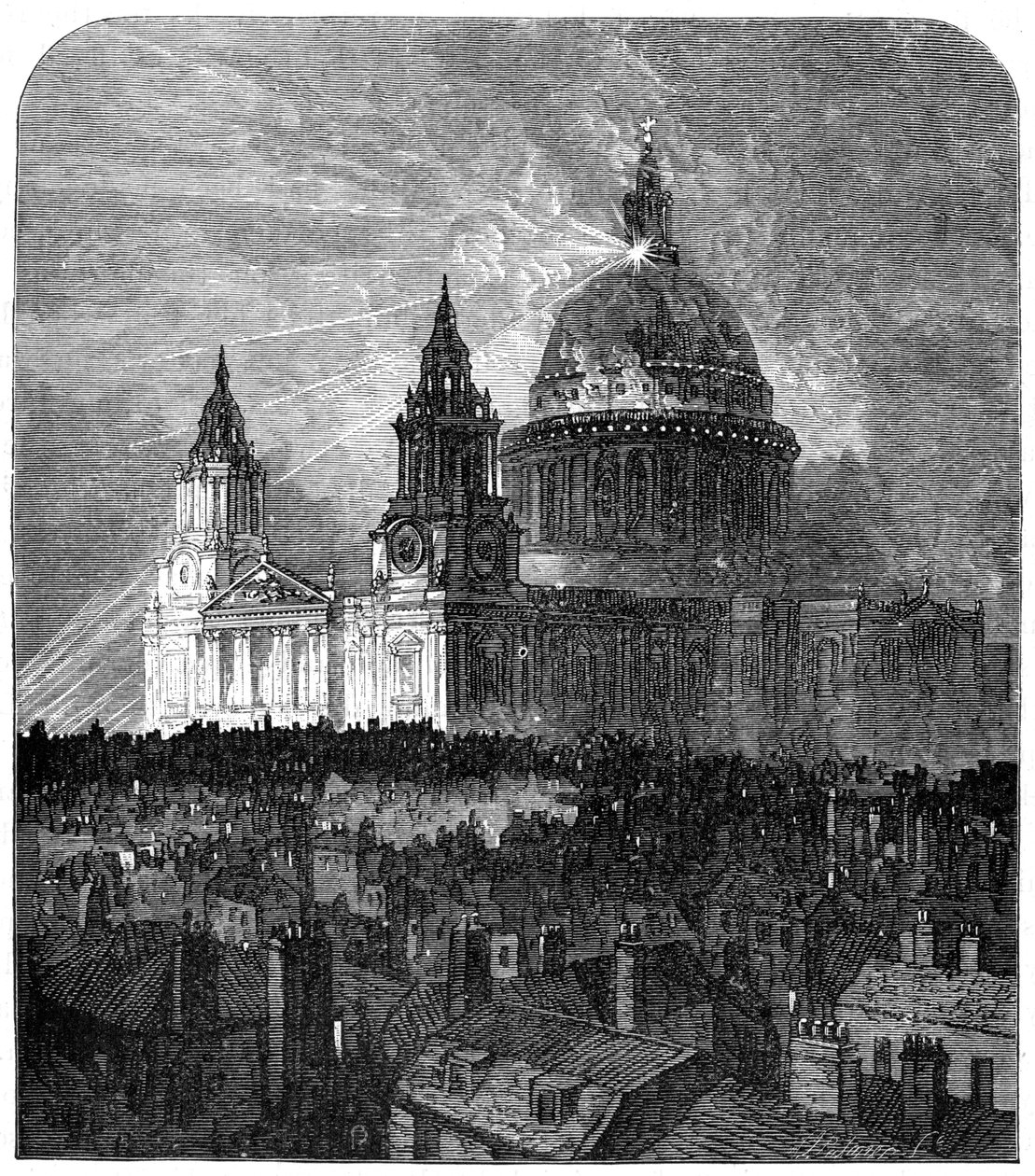 St. Pauls Kathedrale beleuchtet für den Erntedanktag, London, 1900 von Unbekannt