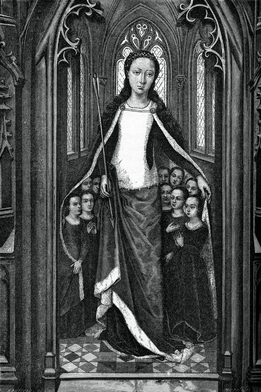 St. Ursula und die heiligen Jungfrauen, aus dem Reliquiar der St. Ursula, 1489, 1870 von Unbekannt