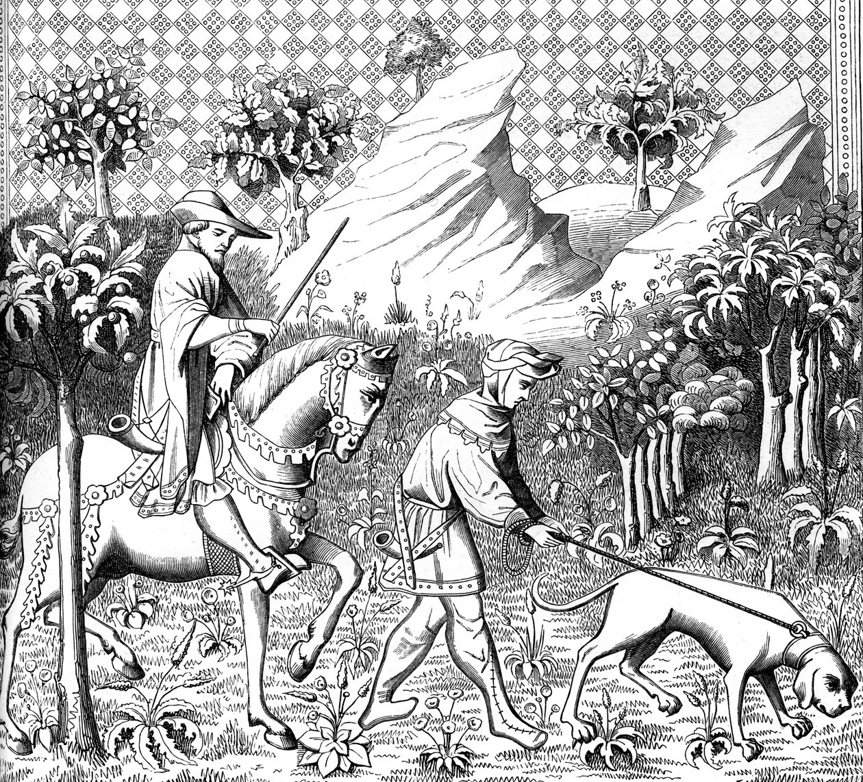 Hirschjagd, 14. Jahrhundert, 1849 von Unbekannt