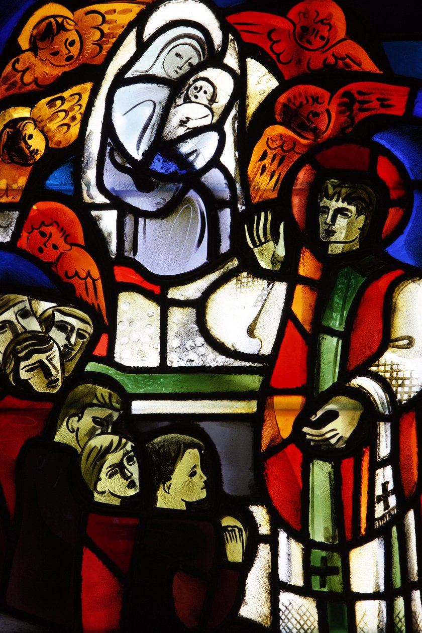 Glasfenster, das Don Bosco in der Kirche Notre-Dame-de-la-Trinité darstellt, Blois, Frankreich von Unbekannt