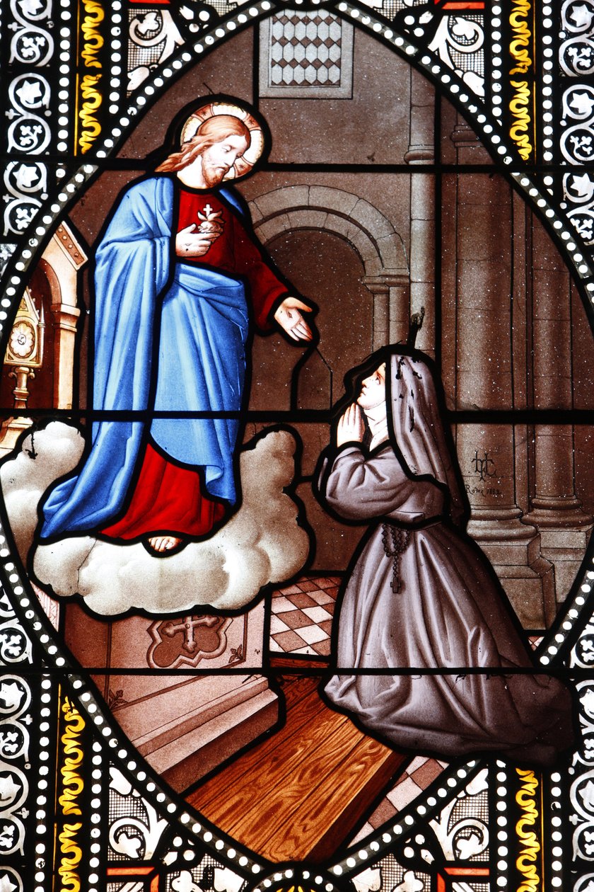 Buntglasfenster, das Sainte Marguerite-Marie Alacoque darstellt, La Cavalerie, Frankreich von Unbekannt