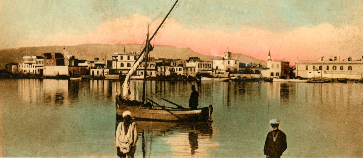 Suez - Ansicht der Stadt bei Hochwasser, um 1918-1939 von Unbekannt
