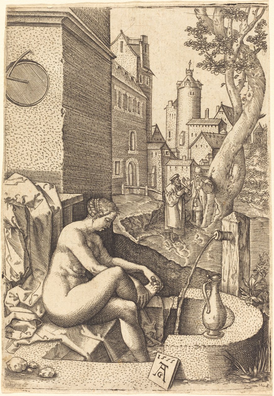Susanna von den beiden Alten überrascht, 1555 von Unbekannt