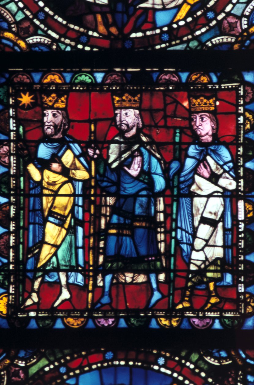 Die Anbetung der Könige, Buntglas, Kathedrale von Chartres, Frankreich von Unbekannt