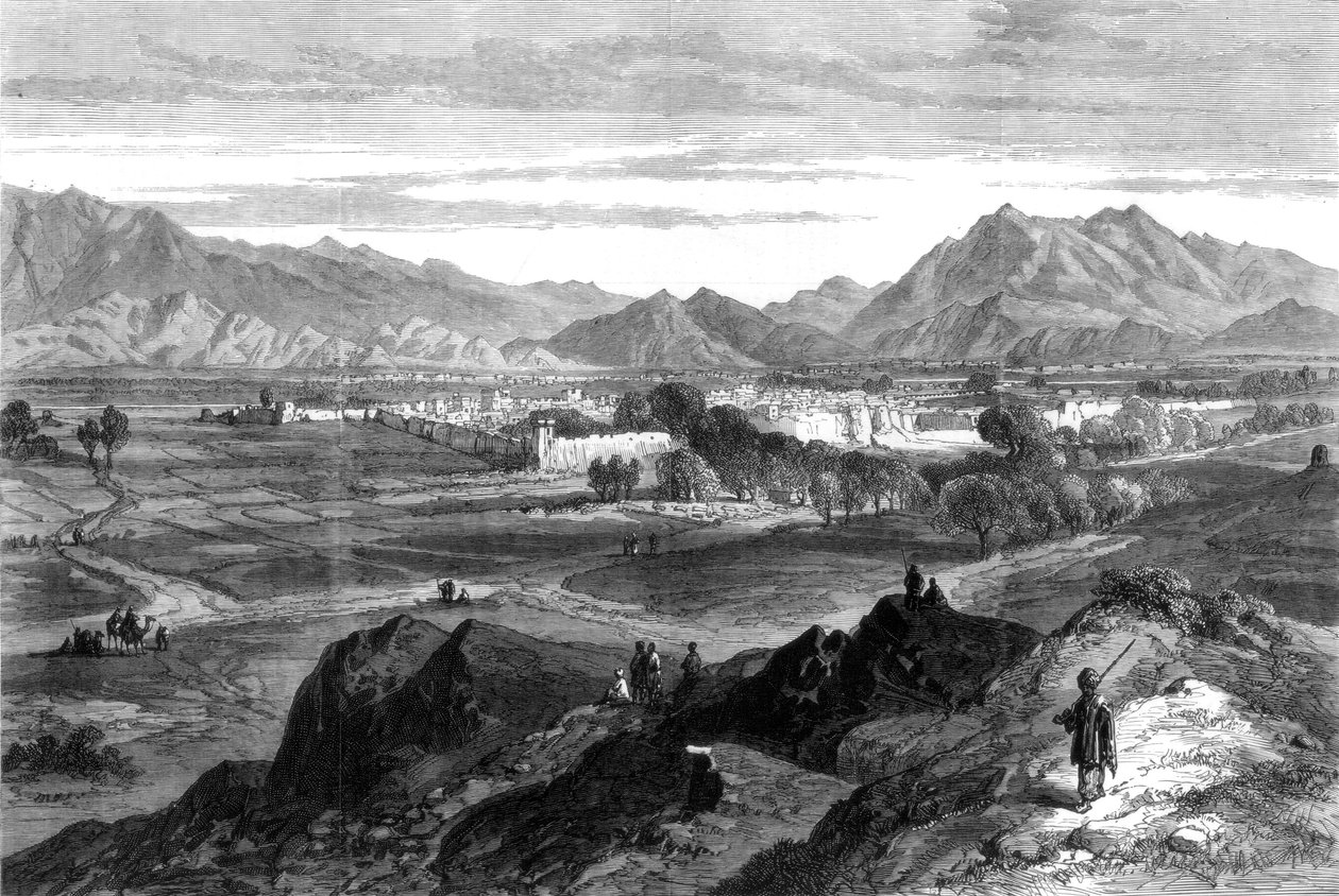 Der Afghanische Krieg: Dschalalabad vom Pipers Hill, Afghanistan, 1879 von Unbekannt