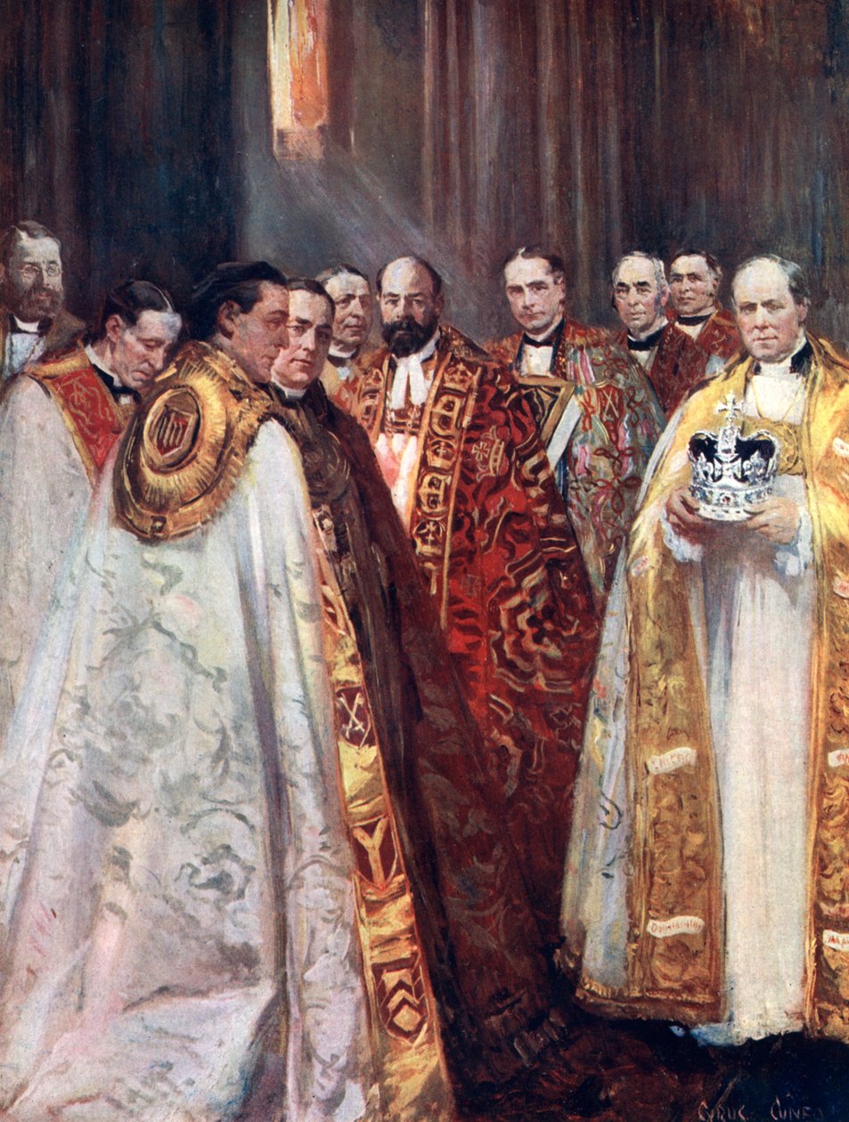 Der Erzbischof von Canterbury und York und andere Prälaten, die Krönung von Unbekannt