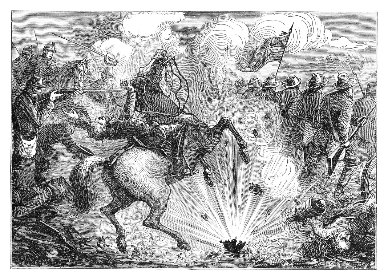 Die Schlacht von Pittsburg Landing, 1862, spätes 19. Jahrhundert von Unbekannt