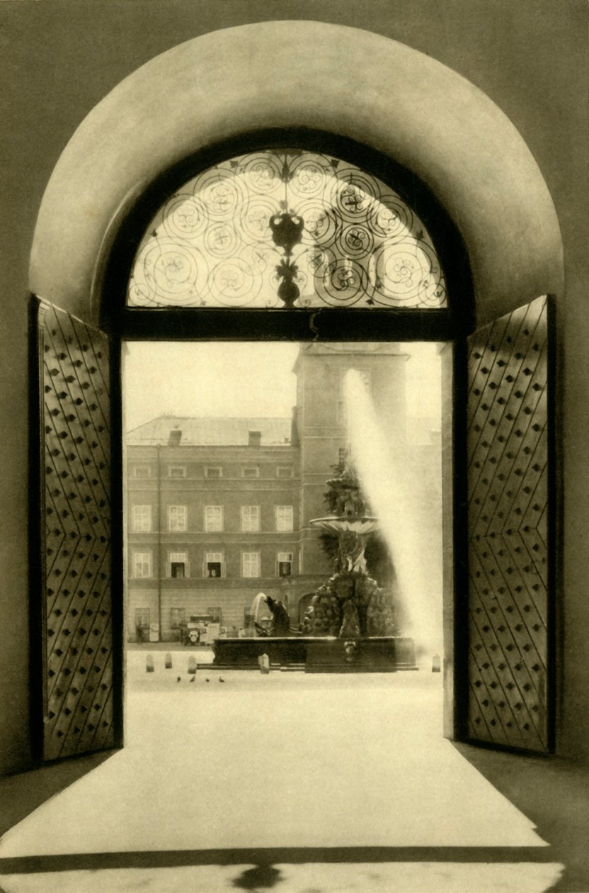Der Carillon-Turm und der Residenzbrunnen, Salzburg, Österreich, ca. 1935 von Unbekannt
