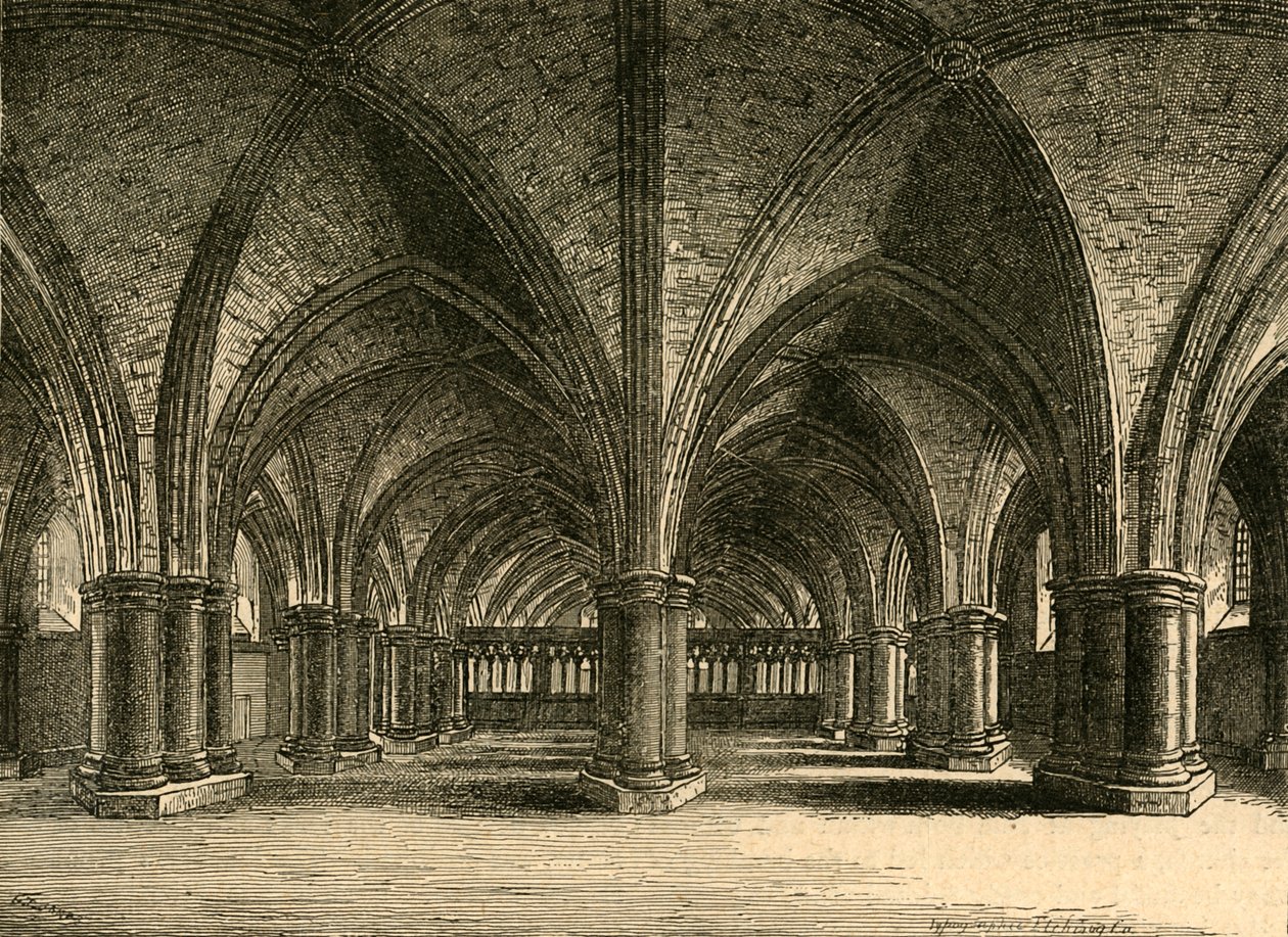 Die Kirche von St. Faith, Die Krypta von Old St. Pauls, nach einer Ansicht von Hollar von Unbekannt