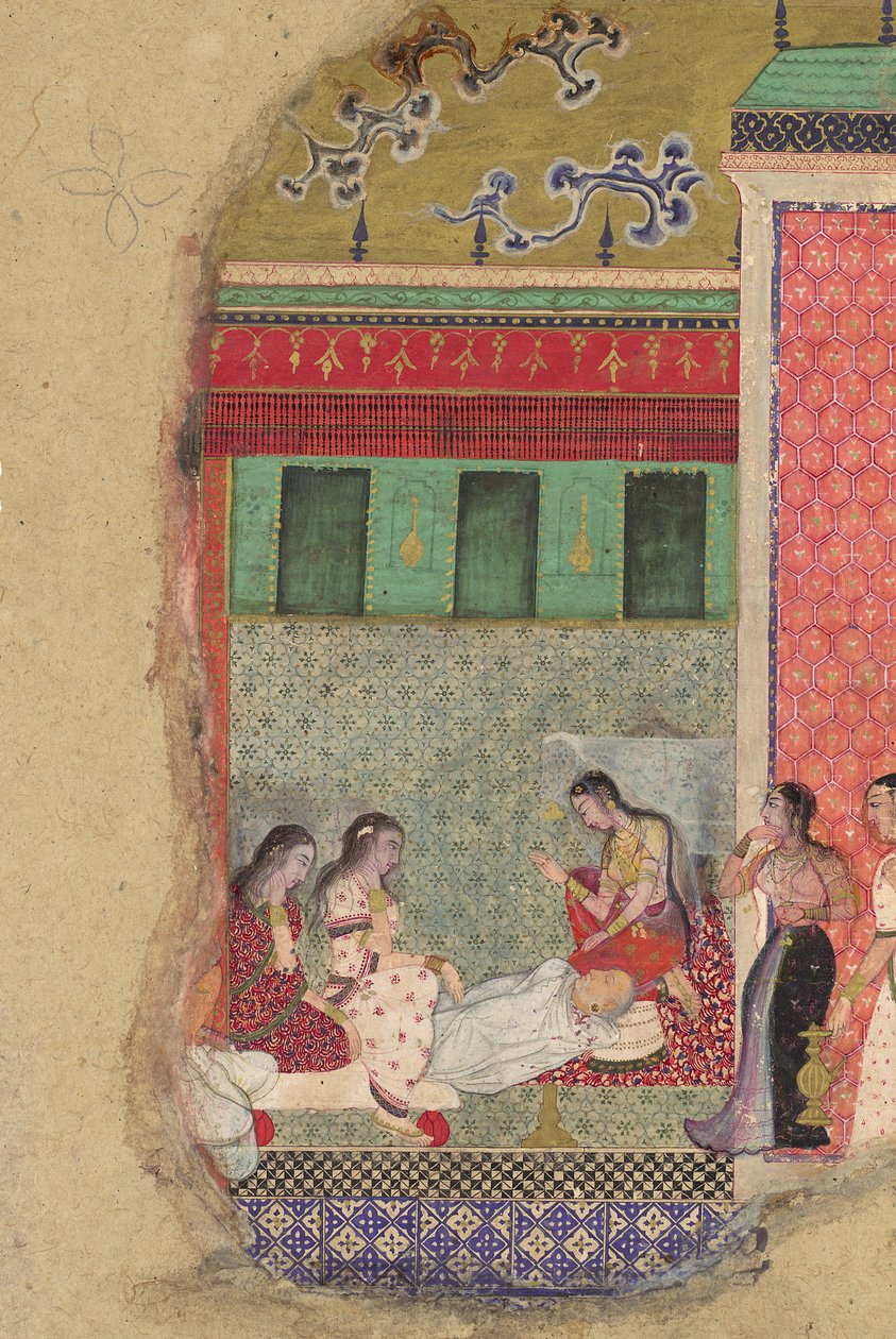 Der Tod von König Dasharatha, dem Vater von Rama, Folio aus einem Ramayana, ca. 1605 von Unbekannt