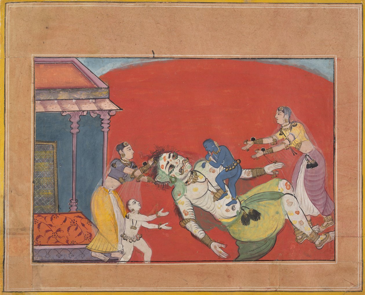 Der Tod der Dämonin Putana: Folio aus einer Bhagavata Purana Serie, ca. 1610 von Unbekannt