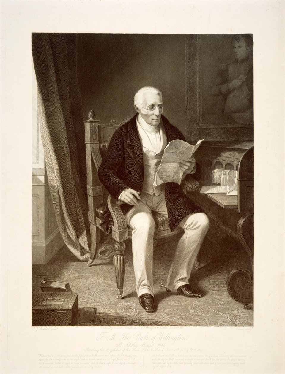 Der Herzog von Wellington liest Depeschen in seinem Haus Apsley House, London von Unbekannt