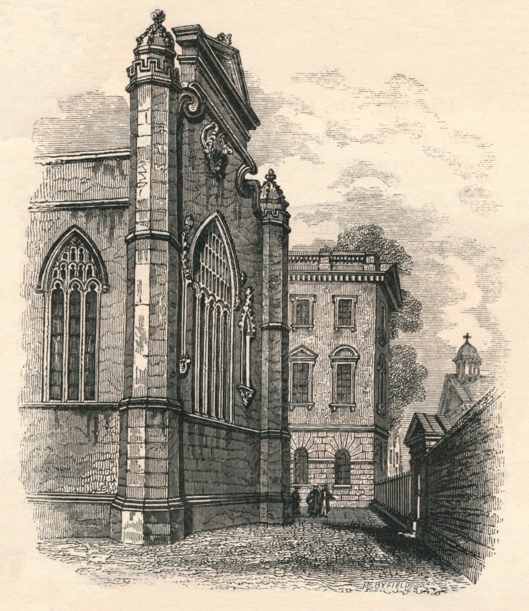 Das Ostende der College-Kapelle, Peterhouse, Cambridge, 19. Jahrhundert von Unbekannt