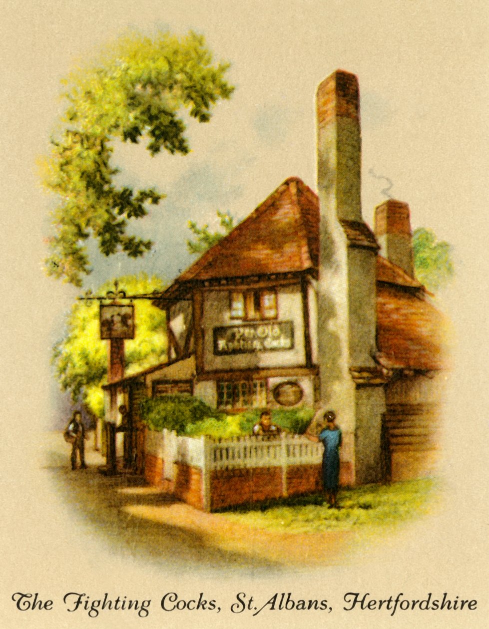 Die kämpfenden Hähne, St. Albans, Hertfordshire, 1936 von Unbekannt