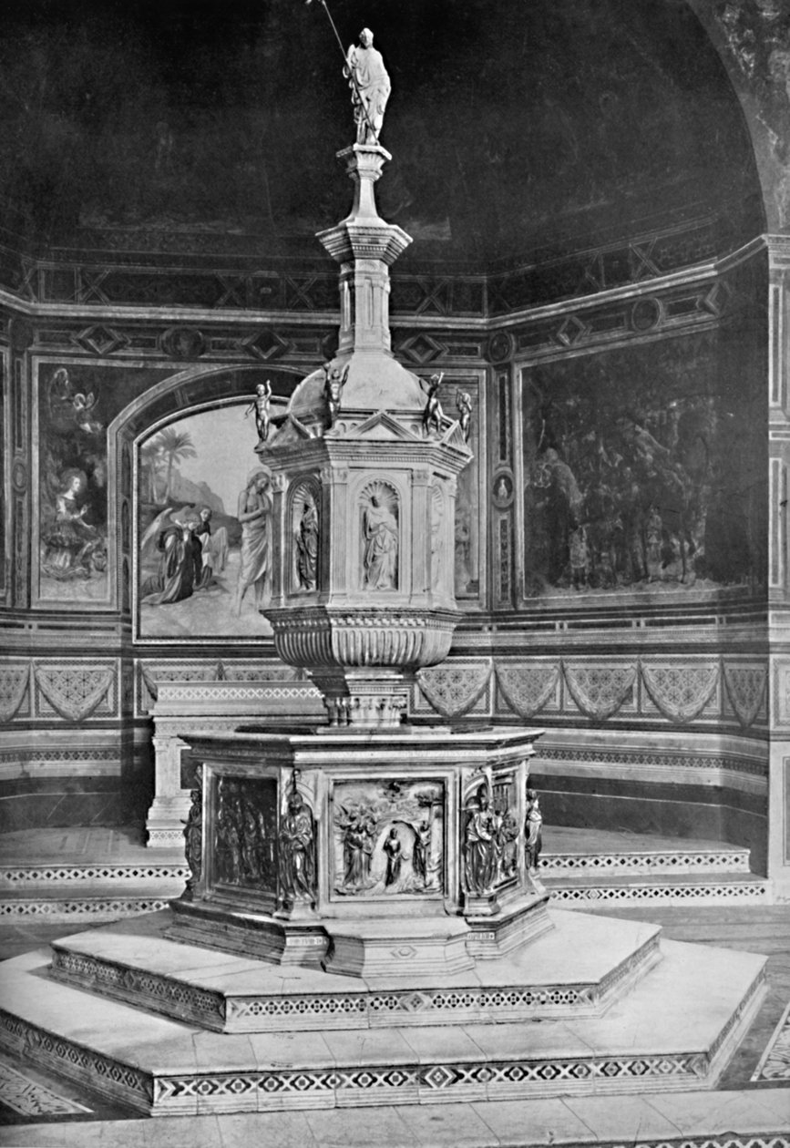 Das Taufbecken in der Kirche San Giovanni, Siena, 1903 von Unbekannt