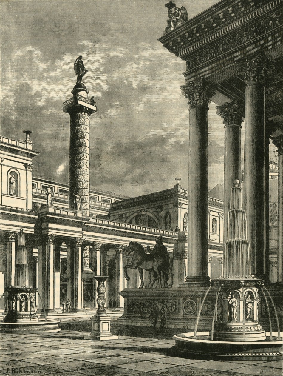 Das Forum und die Säule des Trajan (Restaurierung), 1890 von Unbekannt