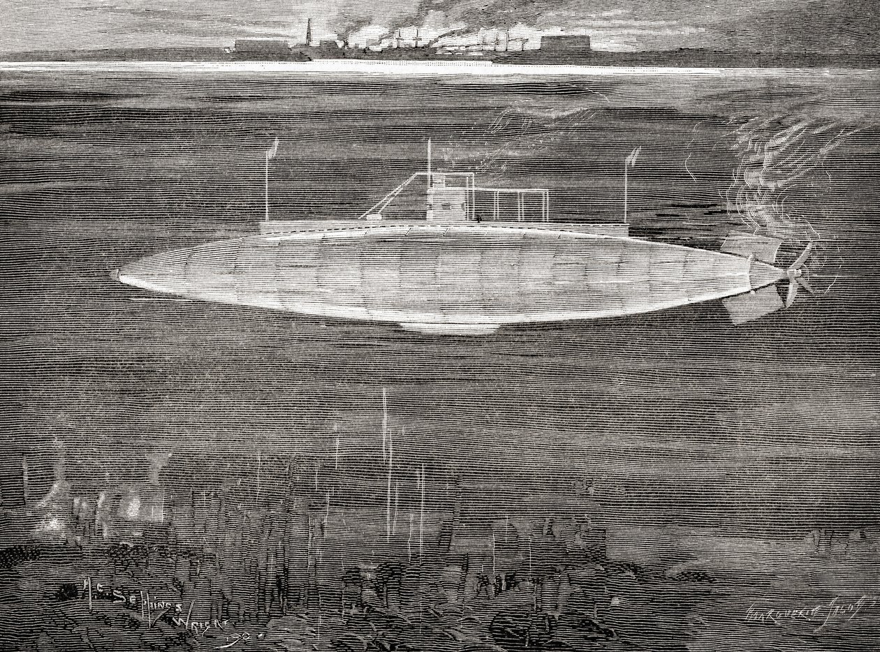 Das französische U-Boot Gustave Zédé, das 1900 vom Stapel lief von Unbekannt