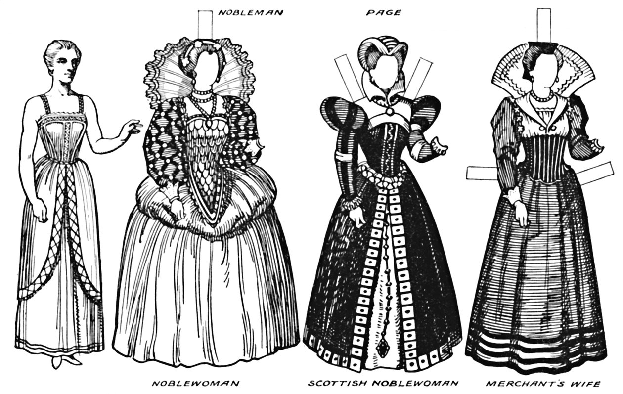 Die Galerie der britischen Kostüme: Kleid aus dem späten sechzehnten Jahrhundert, ca. 1934 von Unbekannt