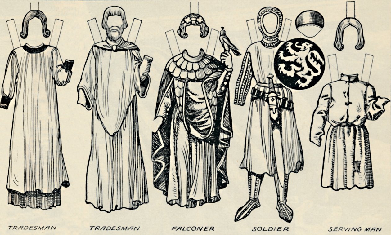Die Galerie der britischen Kostüme: Was Männer und Frauen in der Zeit von Heinrich III. trugen, um 1934 von Unbekannt