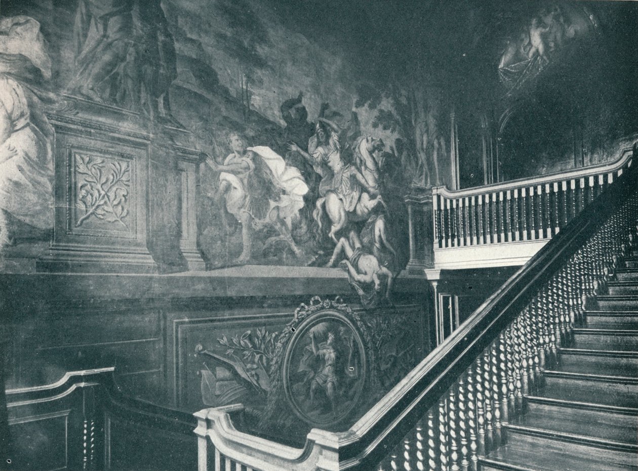 Die große Treppe, zeigt Thornhills Wandgemälde, Stoke Edith von Unbekannt