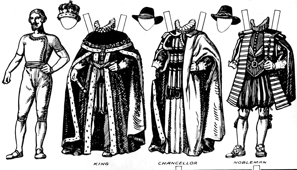 Die große Galerie der historischen Kostüme: Kleider aus der Regierungszeit von James I., ca. 1934 von Unbekannt
