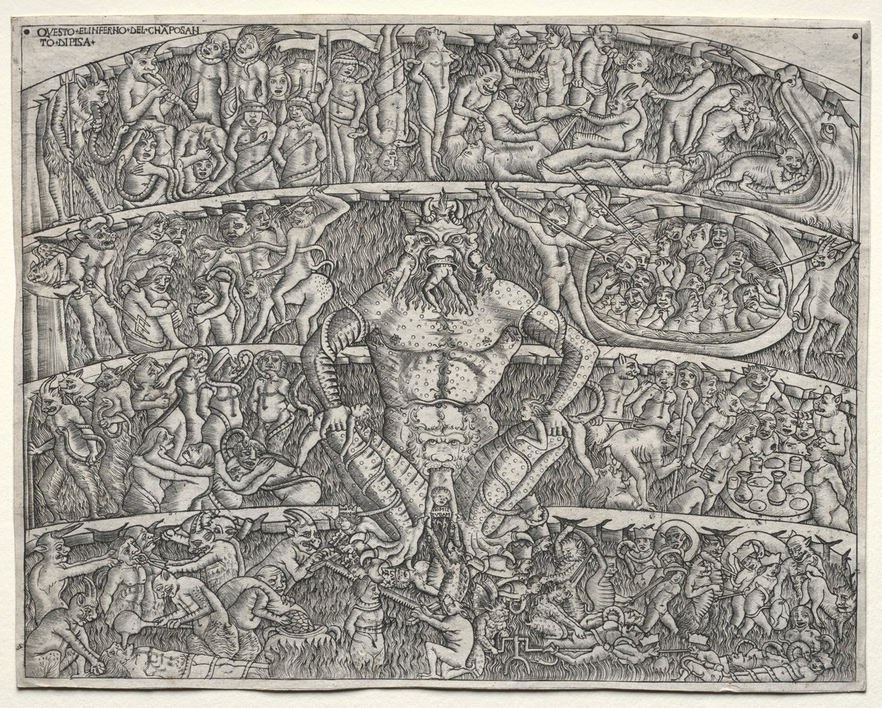 Die Hölle nach Dante, nach dem Fresko im Campo Santo in Pisa, 1400er Jahre von Unbekannt