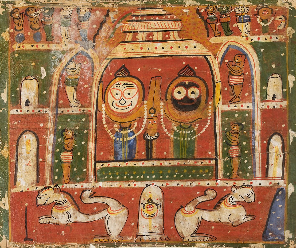 Das Jagannatha-Trio im Schrein von Puri, 1931 oder 1932 von Unbekannt
