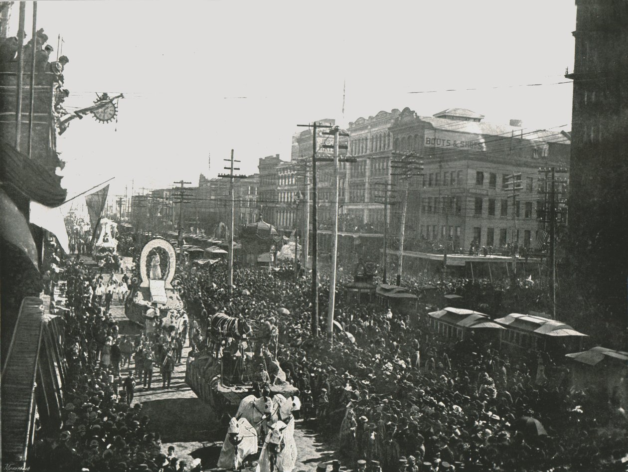 Der Mardi Gras Umzug in der Canal Street, New Orleans, USA, 1895 von Unbekannt