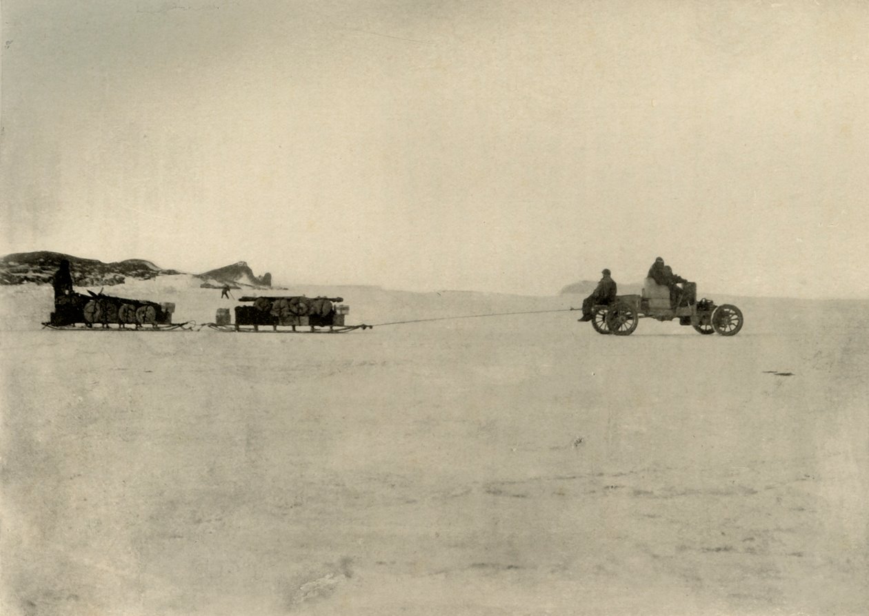 Der Motor zieht Vorräte für ein Depot, 1909 von Unbekannt