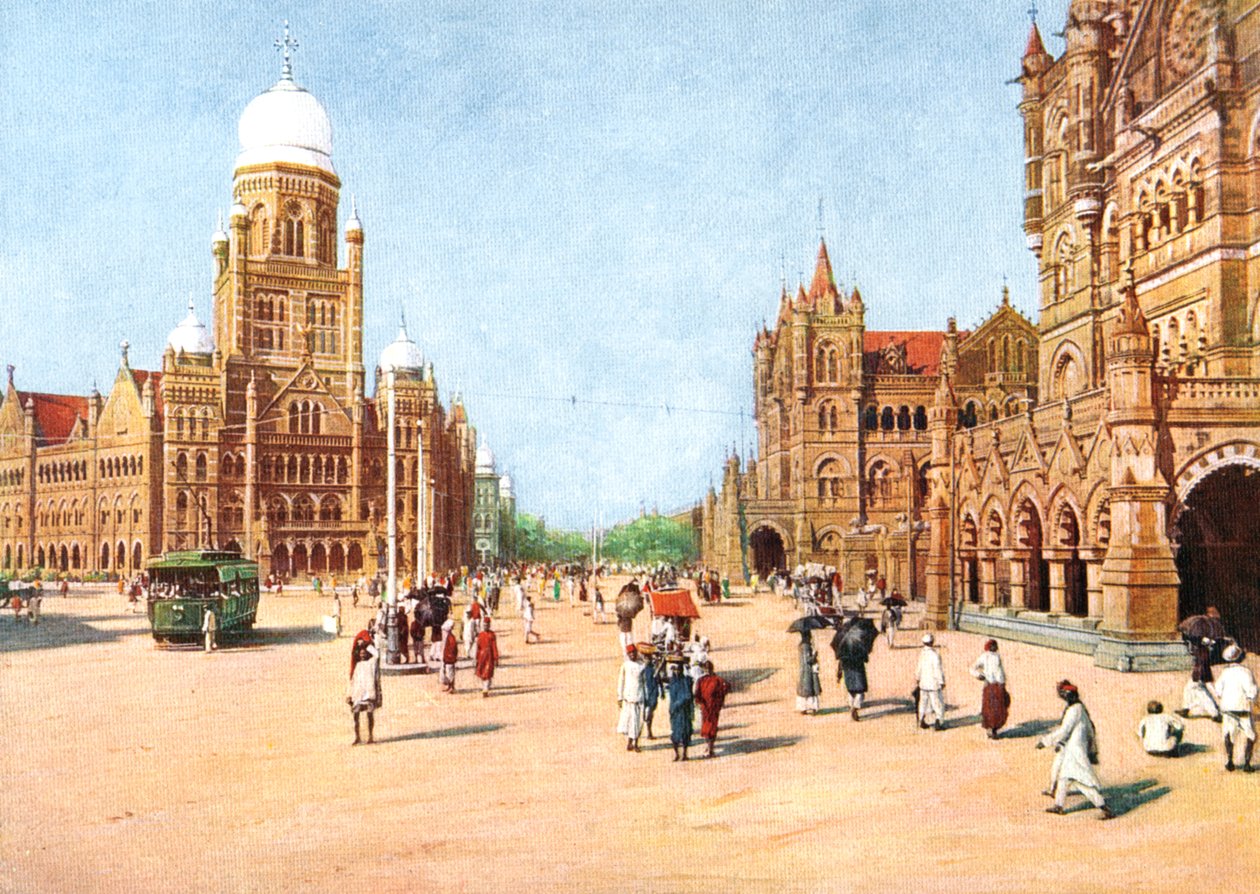 Die städtischen Büros und Victoria Terminus, Bombay, Indien, frühes 20. Jahrhundert von Unbekannt