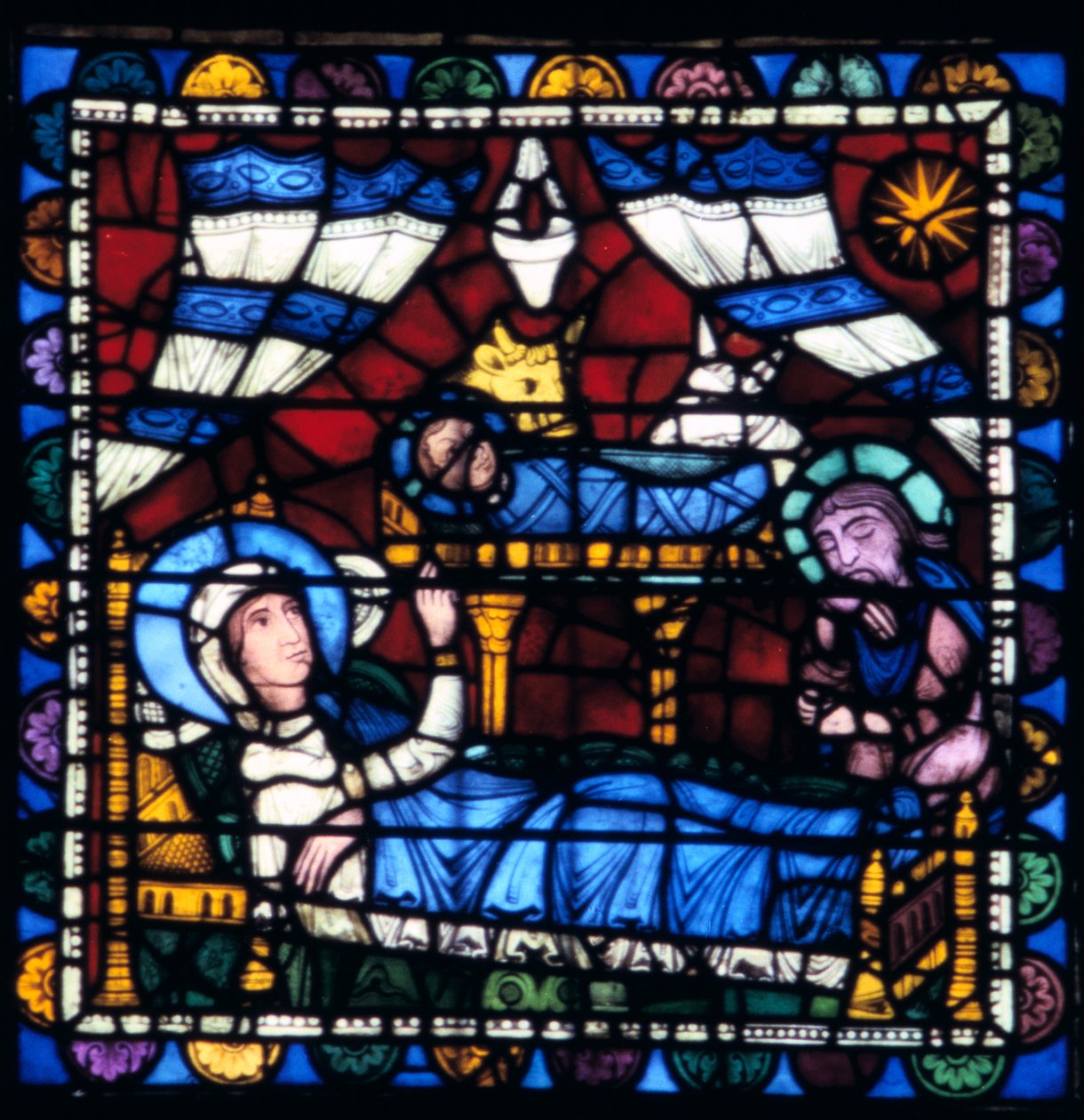 Die Geburt Christi, Buntglas, Kathedrale von Chartres, Frankreich, 1194-1260 von Unbekannt