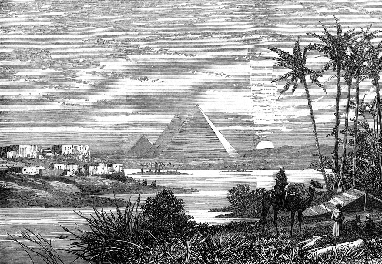 Der Nil und die Pyramiden von der Boulak-Straße, 1874 von Unbekannt