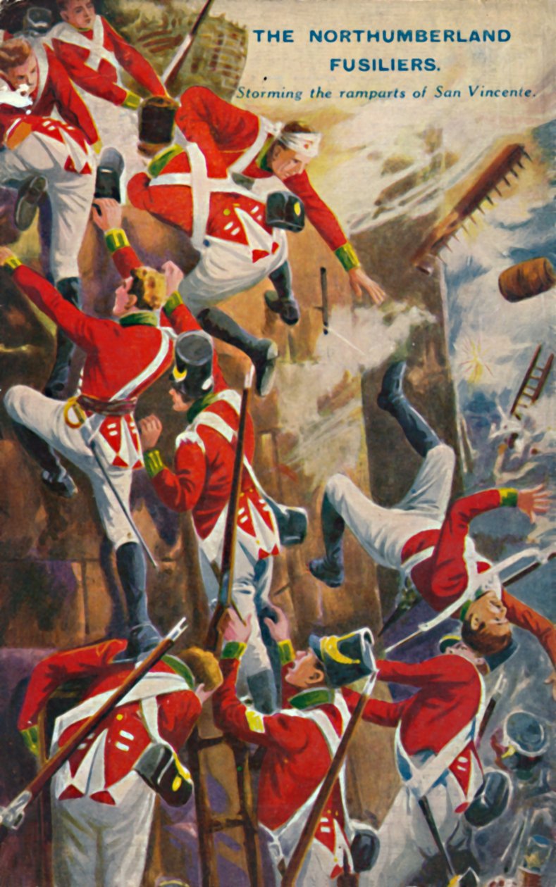 Die Northumberland Fusiliers. Erstürmung der Festungsmauern von San Vincente, 1812, 1939 von Unbekannt
