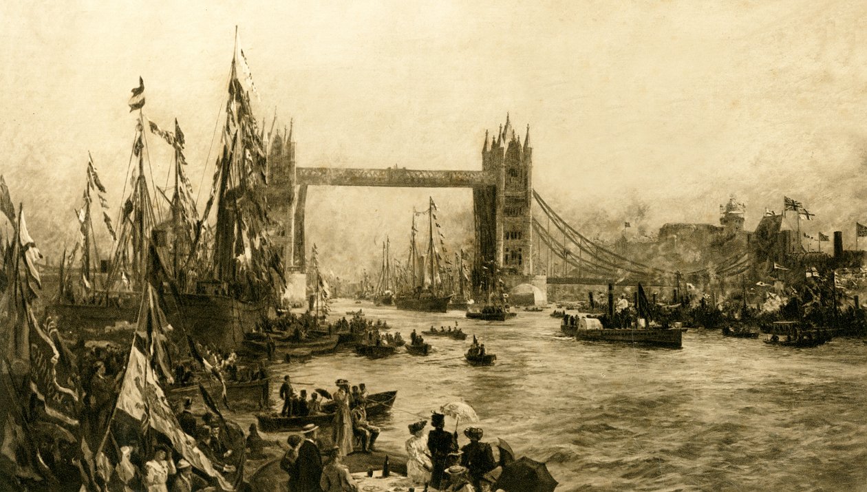 Die Eröffnungszeremonie der Tower Bridge, ca. 1894 von Unbekannt