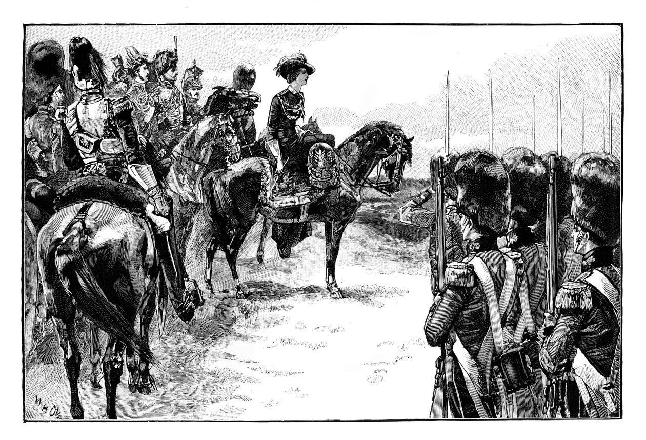 Die Königin im Lager in Chobham, Surrey, 1853, 1888 von Unbekannt