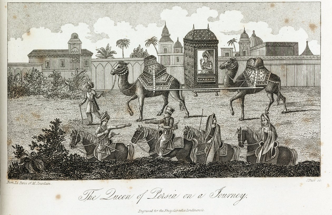 Die Königin von Persien auf Kamelen getragen, ca. 1810-1829 von Unbekannt