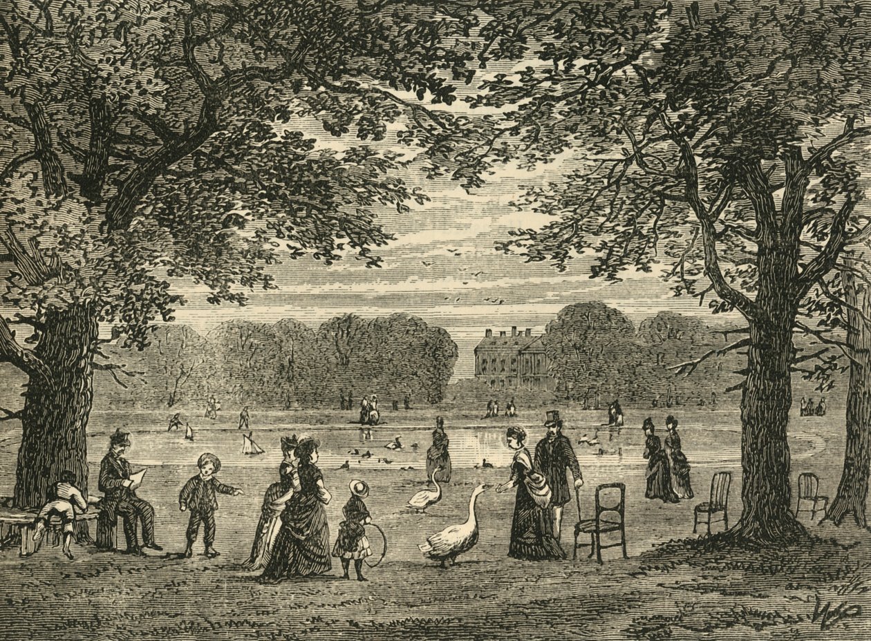 Der Round Pond, Kensington Gardens, ca. 1876 von Unbekannt