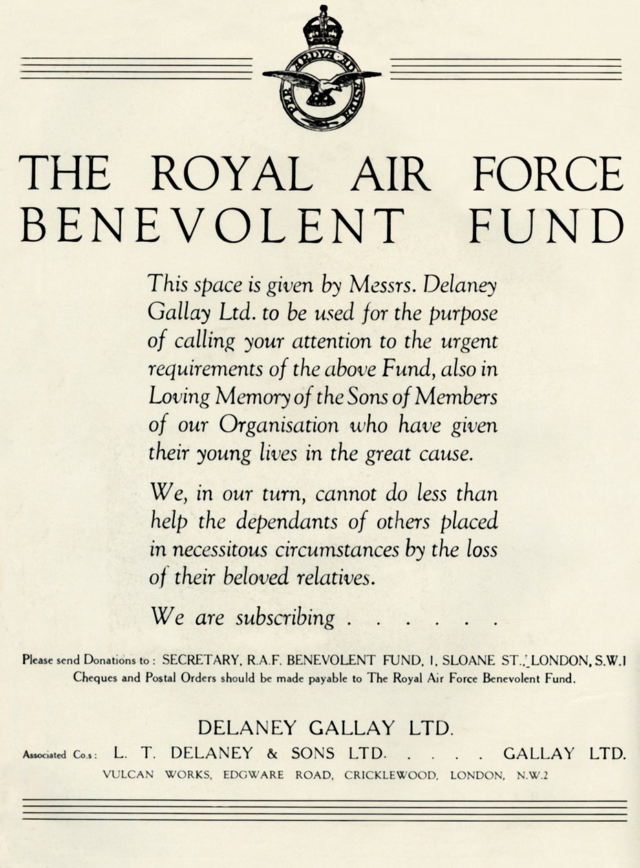 Der Royal Air Force Benevolent Fund, 1941 von Unbekannt