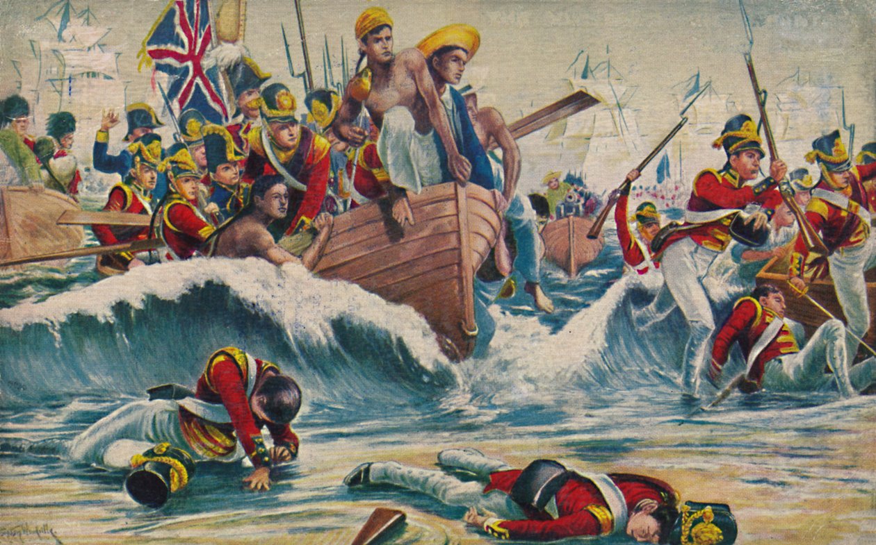 Die Somerset Light Infantry. Die verzweifelte Landung in der Aboukir-Bucht, 1801, 1939 von Unbekannt