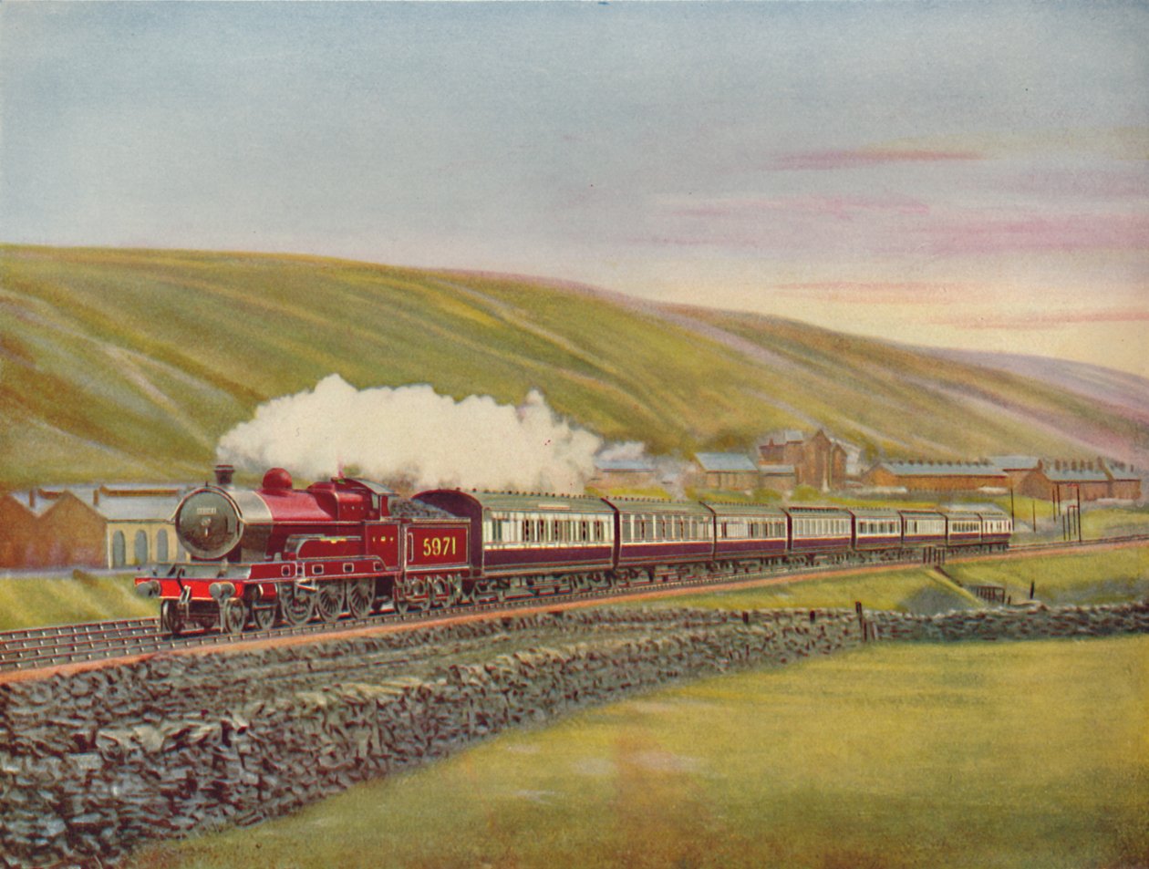 Der West Coast Scotsman in voller Fahrt in der Nähe von Tebay, L.M.S.R., 1926 von Unbekannt