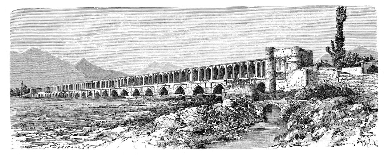 Die Brücke über den Zendeh-Rud, Isfahan, Iran, 1895 von Unbekannt
