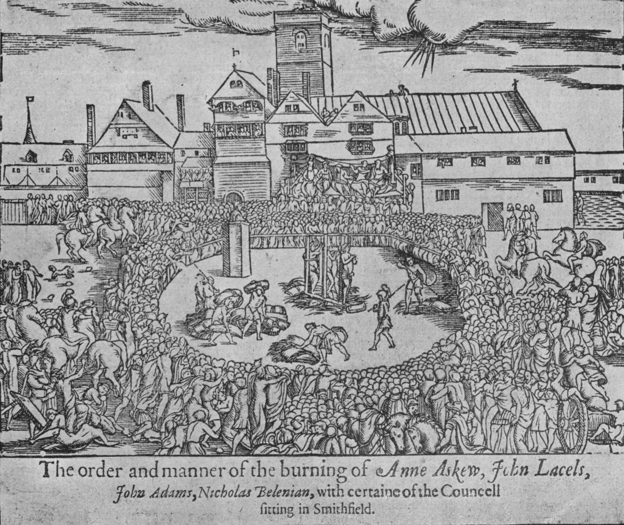 Die Verbrennung von Anne Askew, John Lascelles, John Adams und Nicholas Belenian, 1546, 1904 von Unbekannt