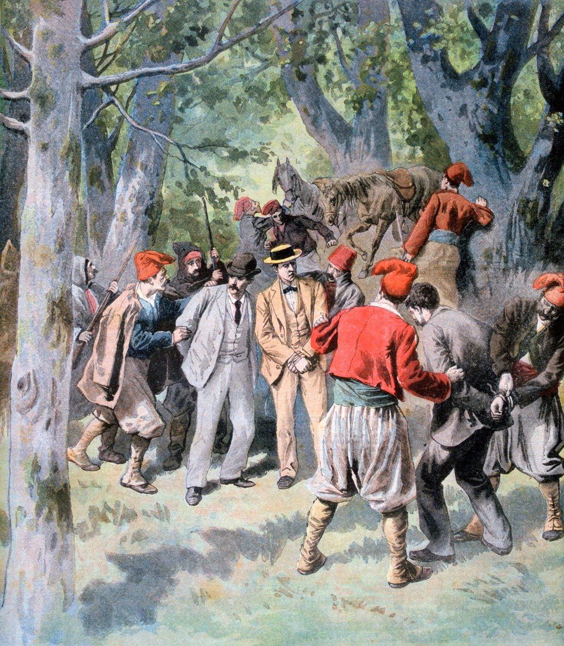 Die Gefangennahme von zwei französischen Reisenden durch Briganten in Sardinien, 1894 von Unbekannt
