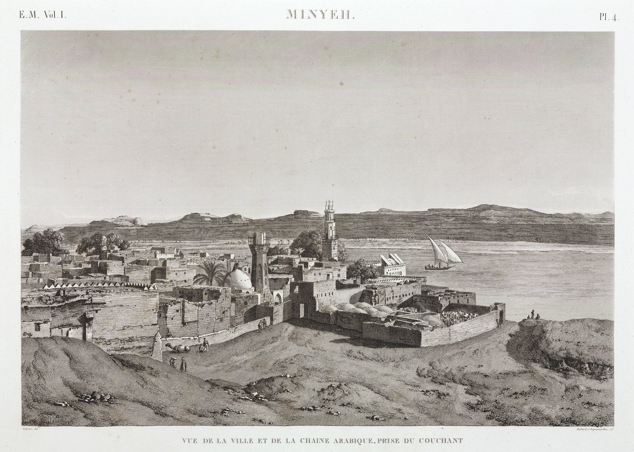 Die Stadt Al Minya und der Nil, Ägypten von Unbekannt