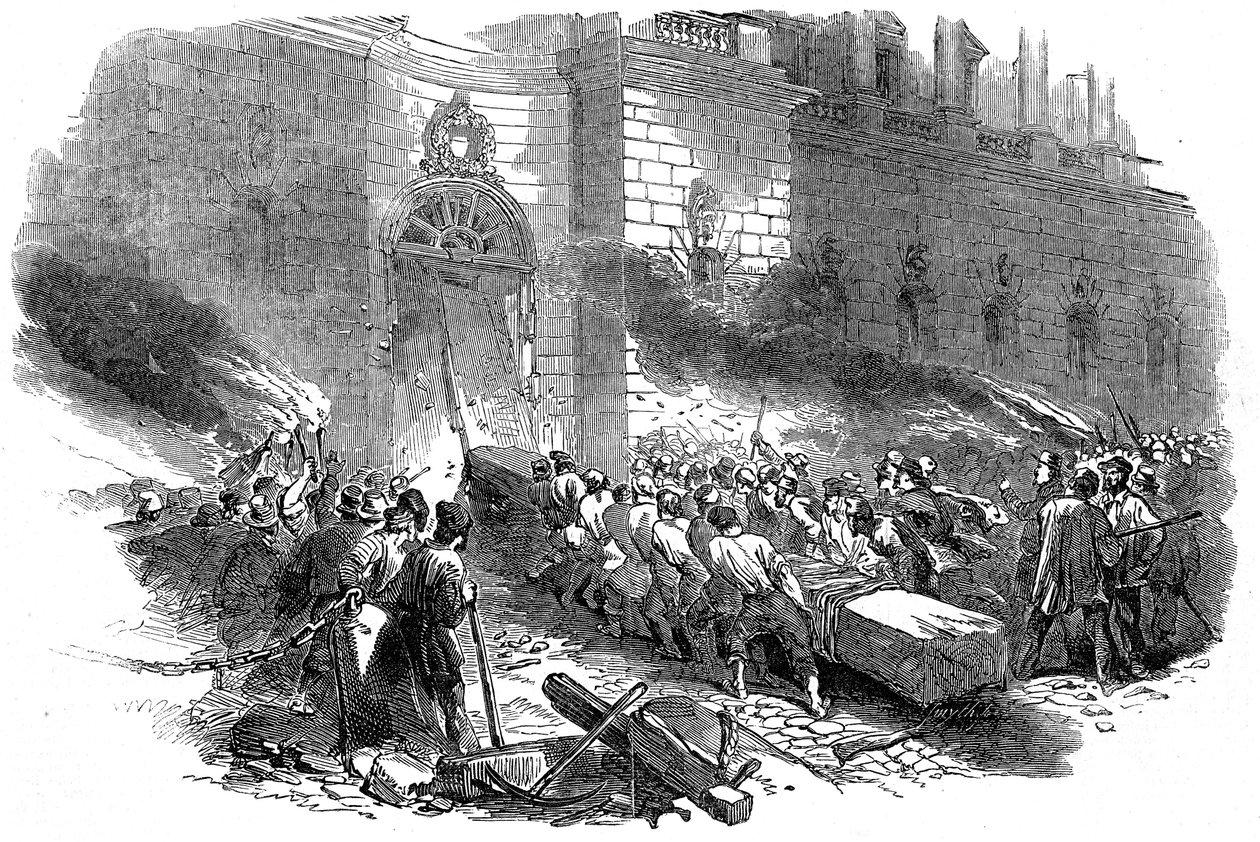 Die Menge stürmt das Arsenal in Berlin, Revolution in Preußen, März 1848 von Unbekannt